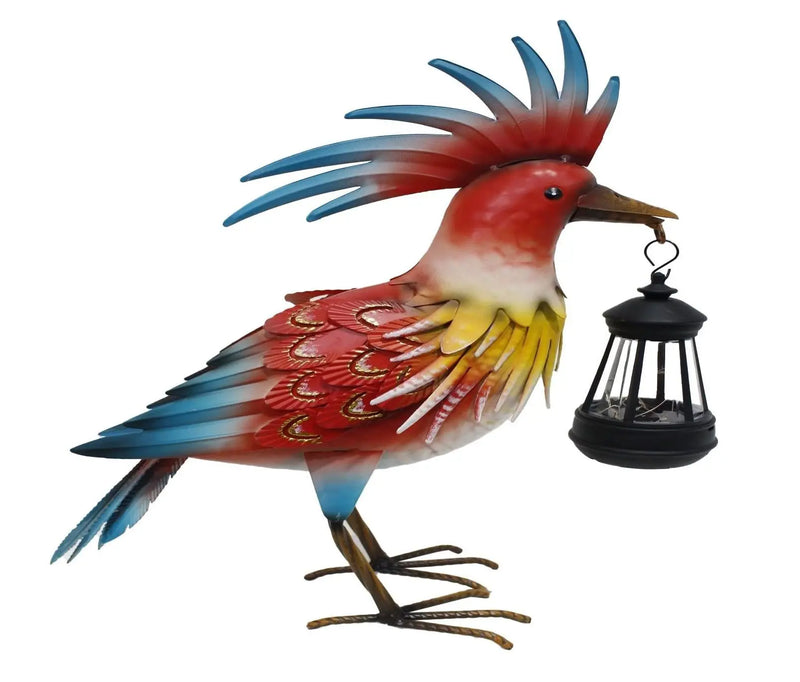 17" Red Blue And Yellow Metal LED lights Birds Garden Accents Accessories Homeroots Outdoor