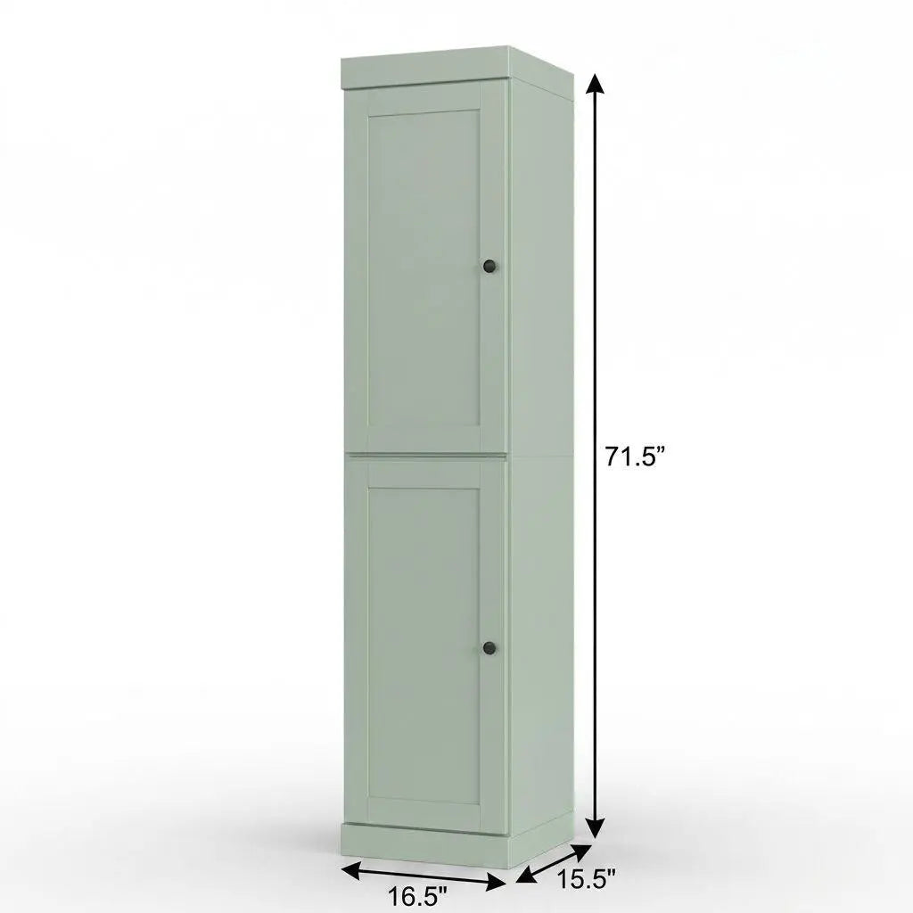 17" Sage Solid Wood Free Standing Double Door Linen Cabinet Homeroots Organization