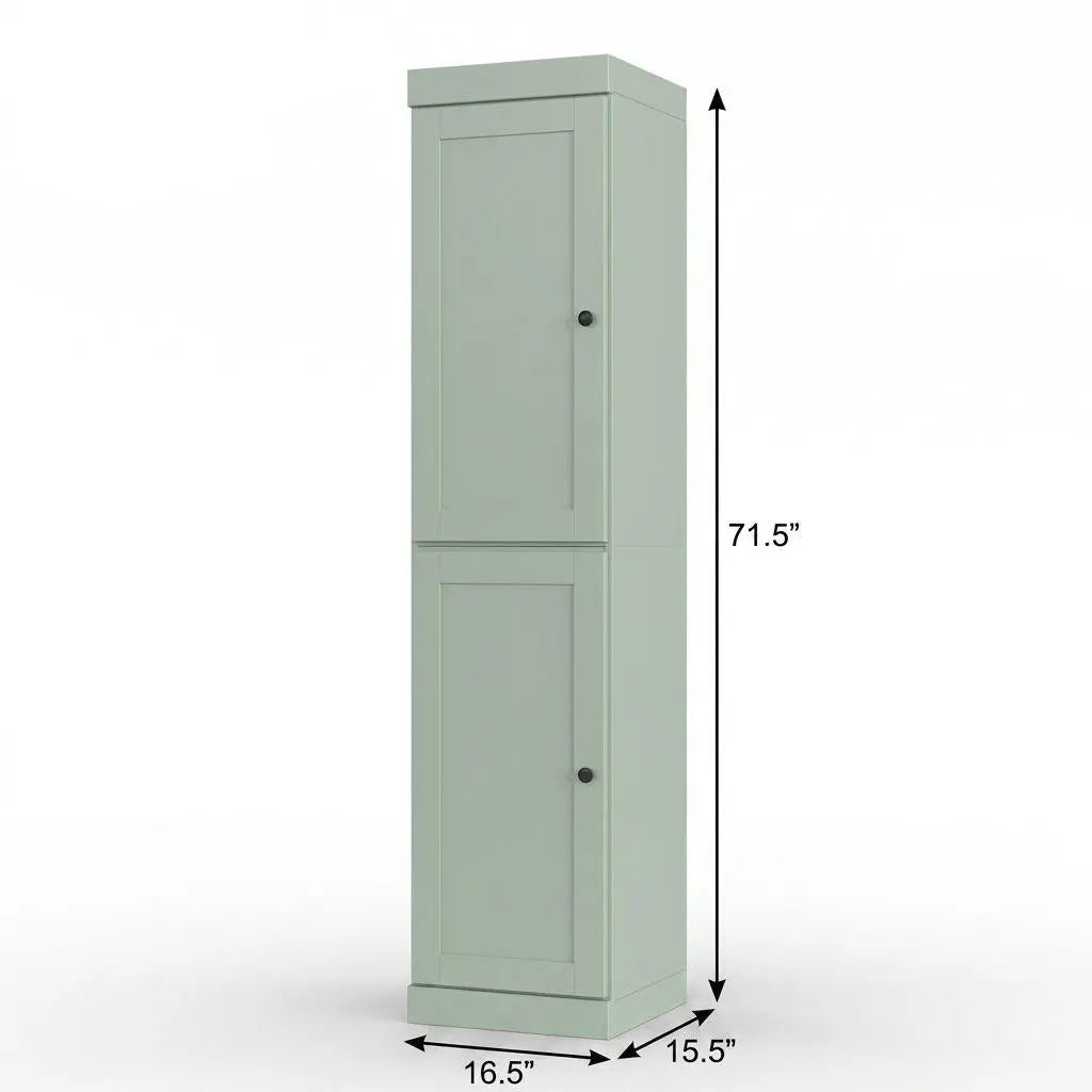 17" Sage Solid Wood Free Standing Double Door Linen Cabinet Homeroots Organization