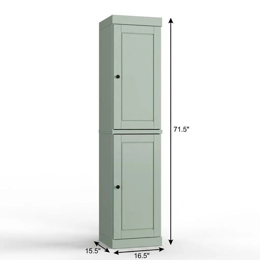 17" Sage Solid Wood Free Standing Double Door Linen Cabinet Homeroots Organization
