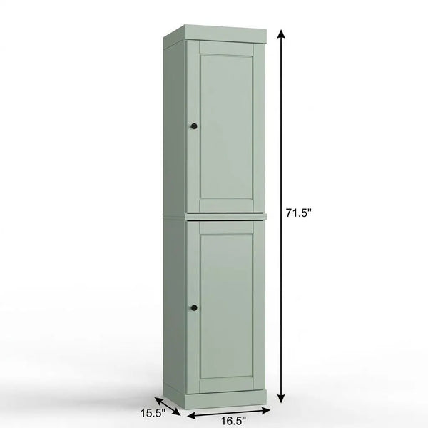 17" Sage Solid Wood Free Standing Double Door Linen Cabinet Homeroots Organization