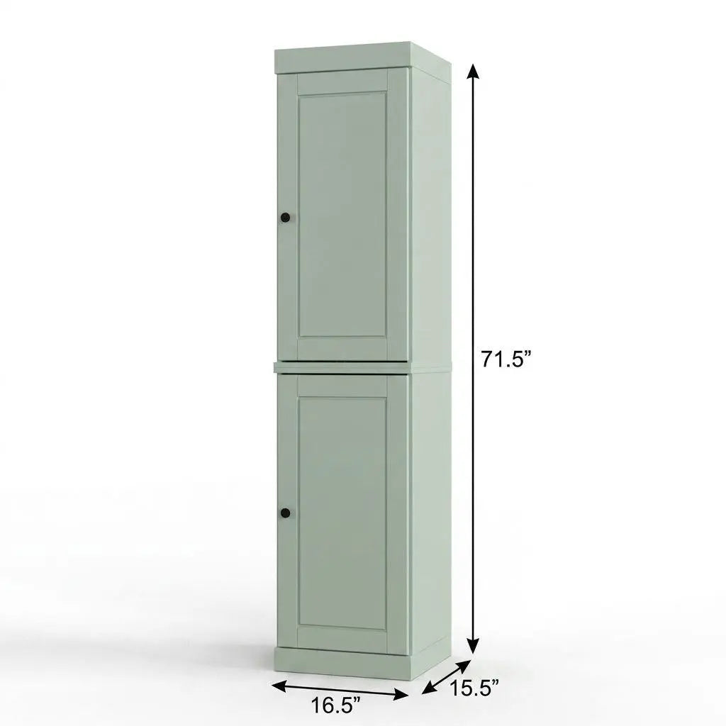 17" Sage Solid Wood Free Standing Double Door Linen Cabinet Homeroots Organization