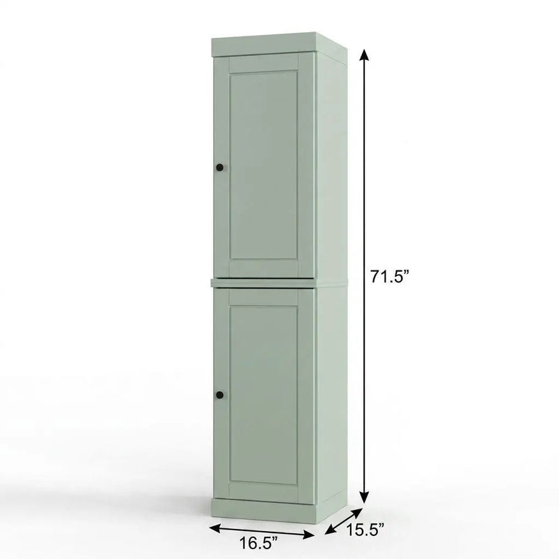 17" Sage Solid Wood Free Standing Double Door Linen Cabinet Homeroots Organization