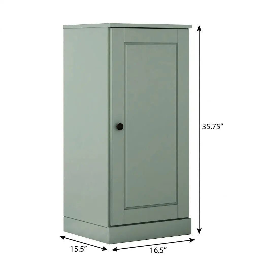 17" Sage Solid Wood Free Standing Single Door Linen Cabinet Homeroots Organization