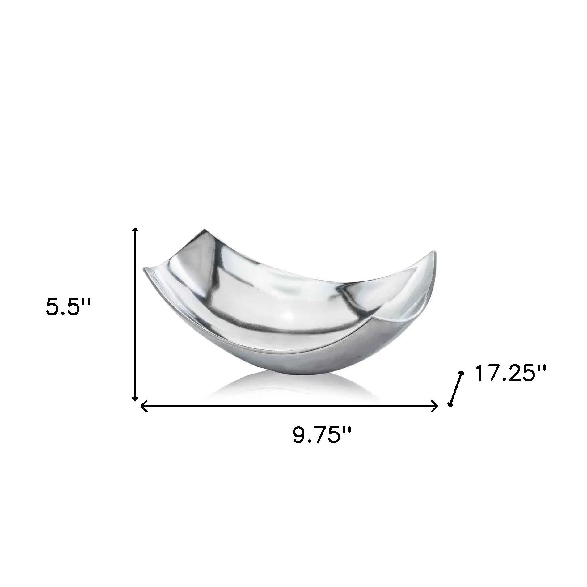 17" Silver Aluminum Scoop Centerpiece Bowl Homeroots Kitchen & Dining