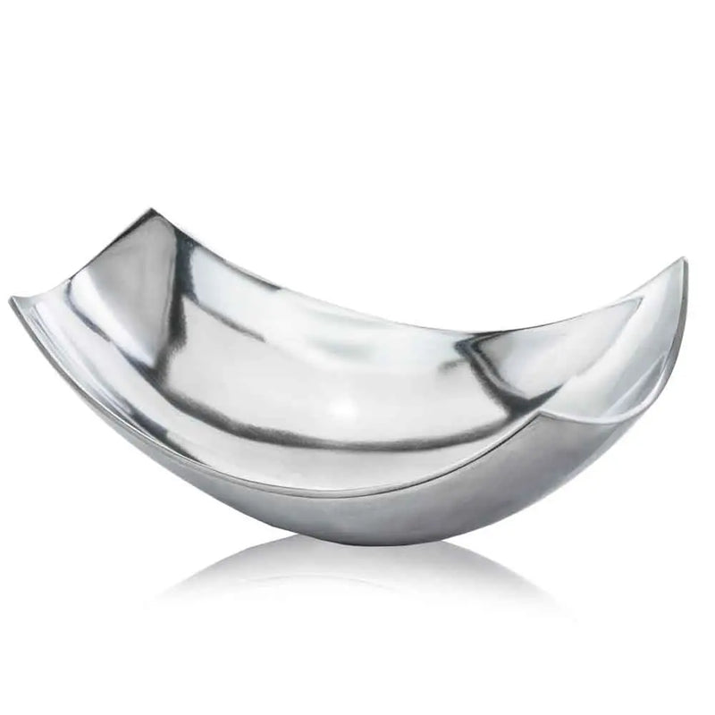 17" Silver Aluminum Scoop Centerpiece Bowl Homeroots Kitchen & Dining