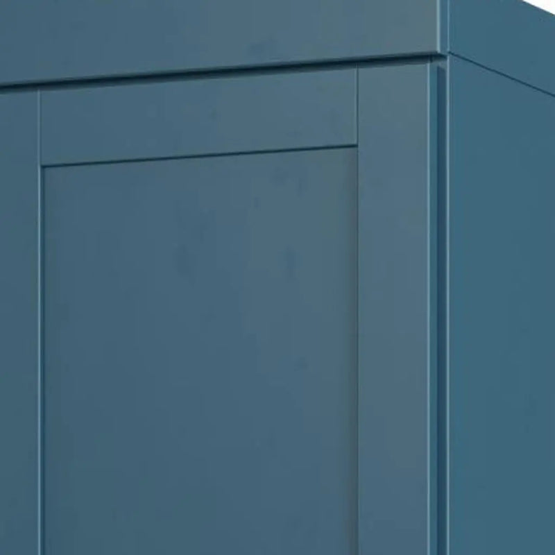 17" Teal Blue Solid Wood Free Standing Double Door Linen Cabinet Homeroots Organization