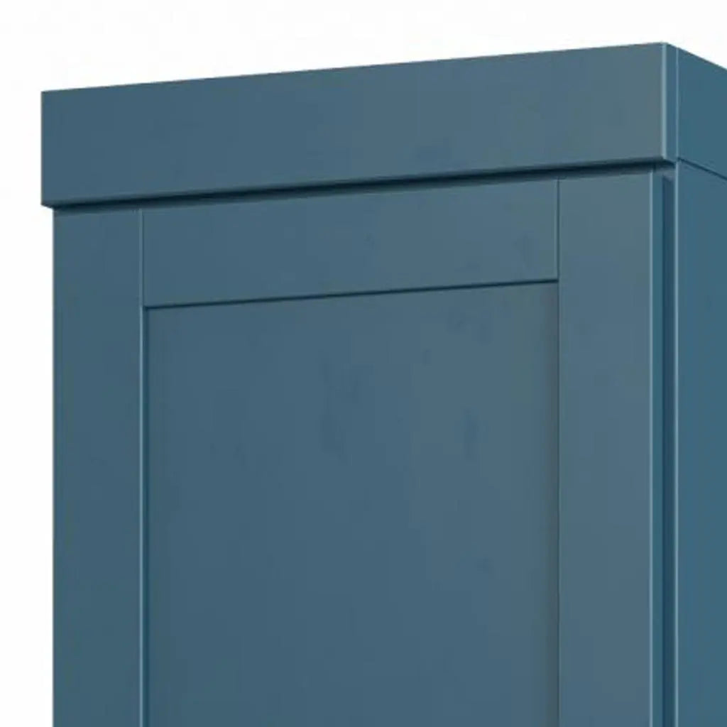 17" Teal Blue Solid Wood Free Standing Double Door Linen Cabinet Homeroots Organization