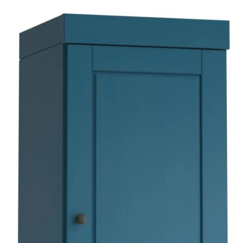 17" Teal Blue Solid Wood Free Standing Double Door Linen Cabinet Homeroots Organization