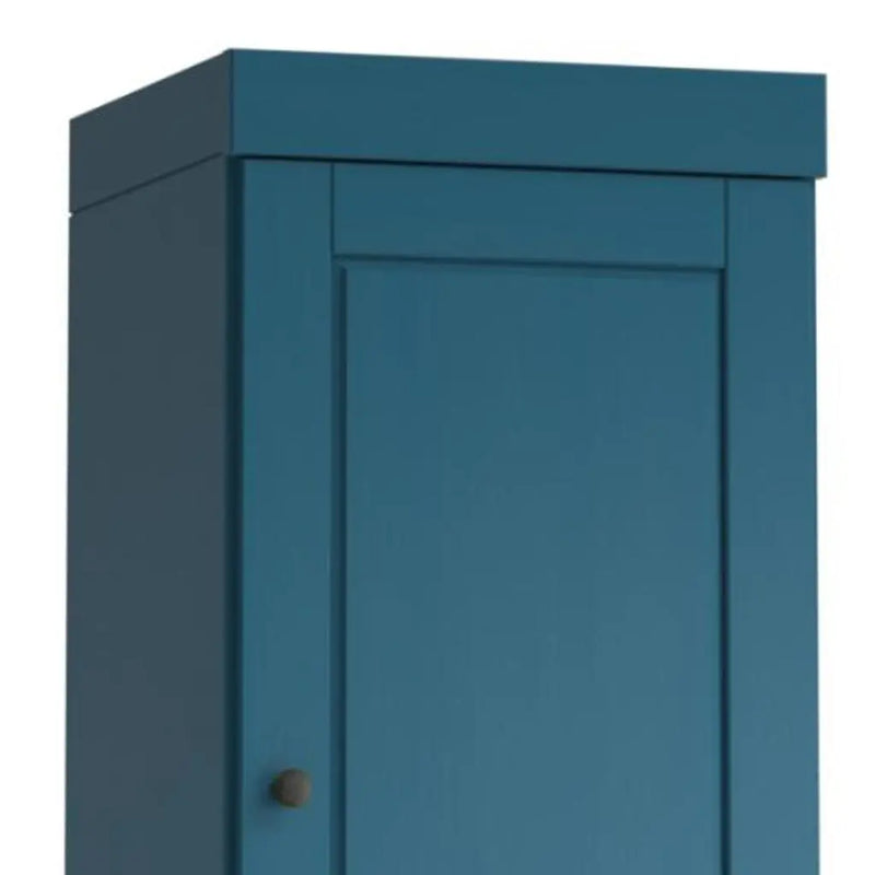 17" Teal Blue Solid Wood Free Standing Double Door Linen Cabinet Homeroots Organization