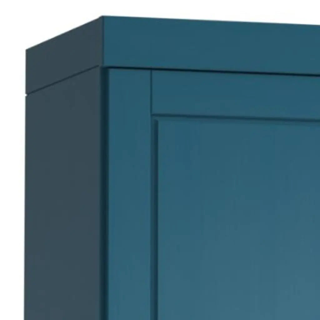 17" Teal Blue Solid Wood Free Standing Double Door Linen Cabinet Homeroots Organization