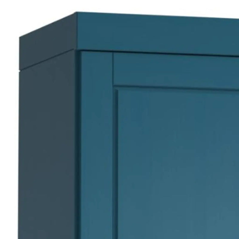 17" Teal Blue Solid Wood Free Standing Double Door Linen Cabinet Homeroots Organization