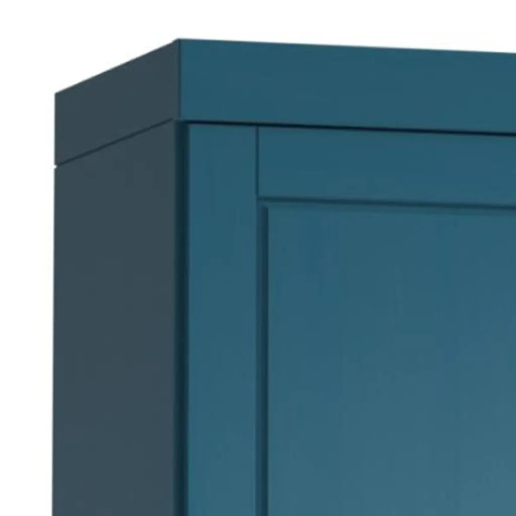 17" Teal Blue Solid Wood Free Standing Double Door Linen Cabinet Homeroots Organization