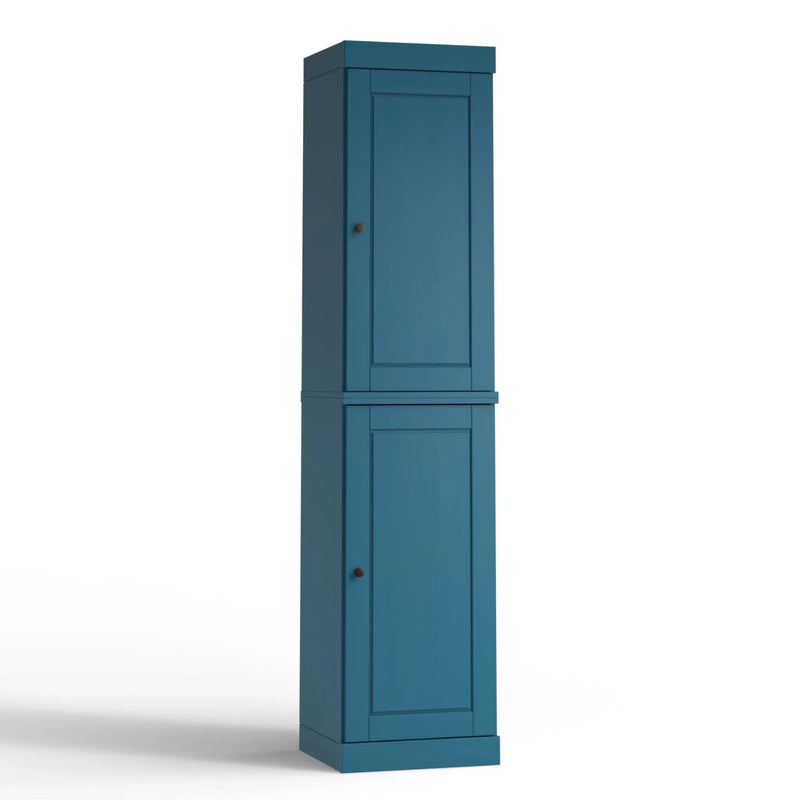 17" Teal Blue Solid Wood Free Standing Double Door Linen Cabinet Homeroots Organization