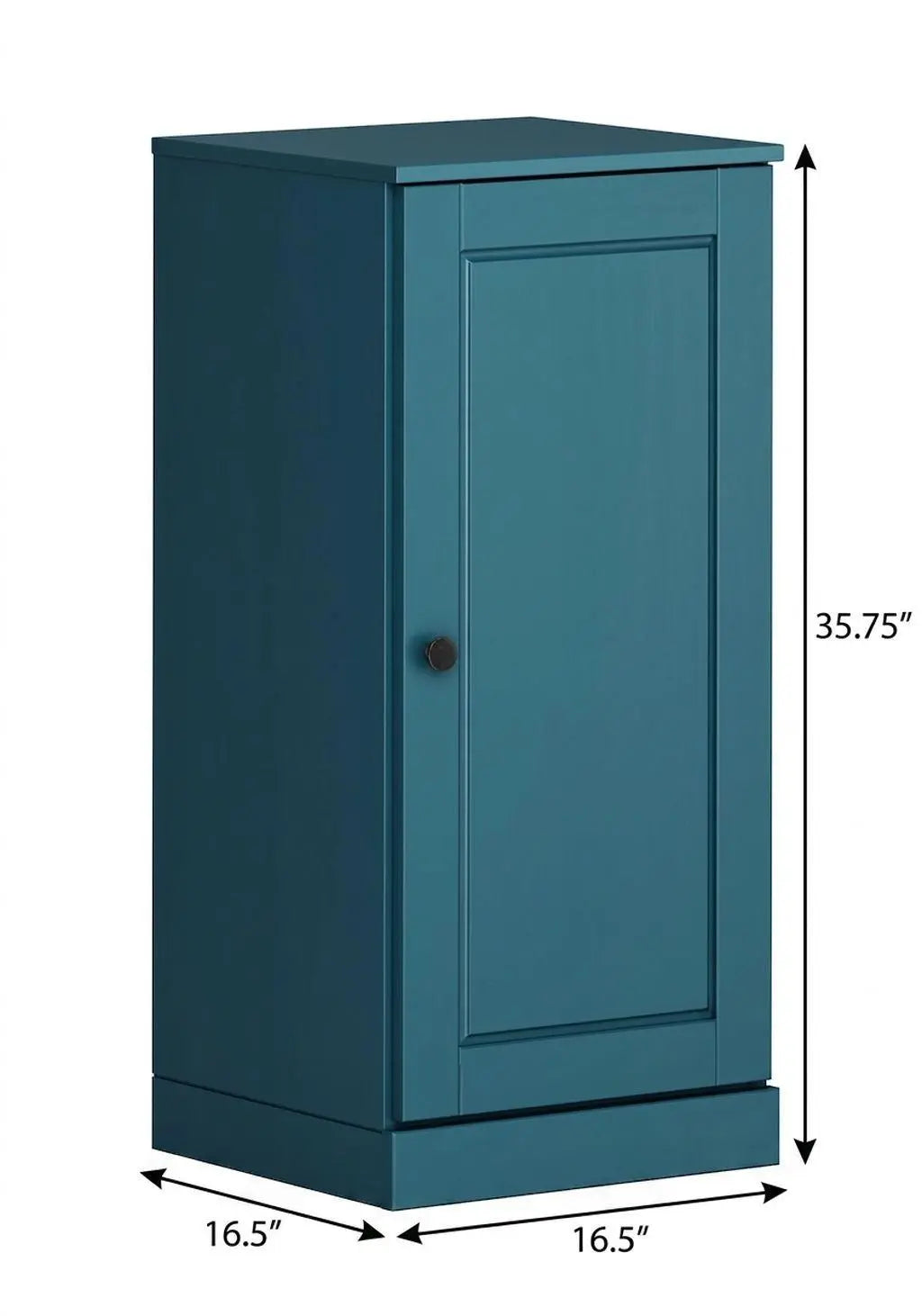 17" Teal Blue Solid Wood Free Standing Single Door Linen Cabinet Homeroots Organization