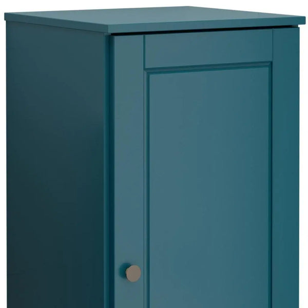 17" Teal Blue Solid Wood Free Standing Single Door Linen Cabinet Homeroots Organization