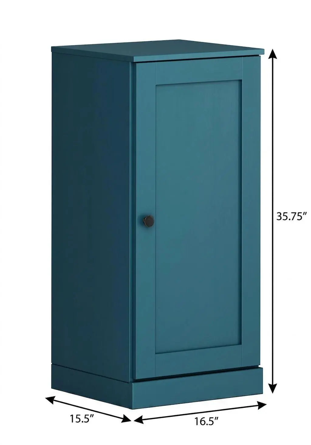 17" Teal Blue Solid Wood Free Standing Single Door Linen Cabinet Homeroots Organization