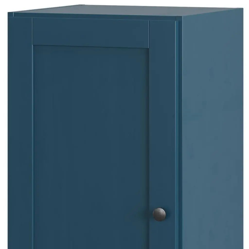 17" Teal Blue Solid Wood Free Standing Single Door Linen Cabinet Homeroots Organization
