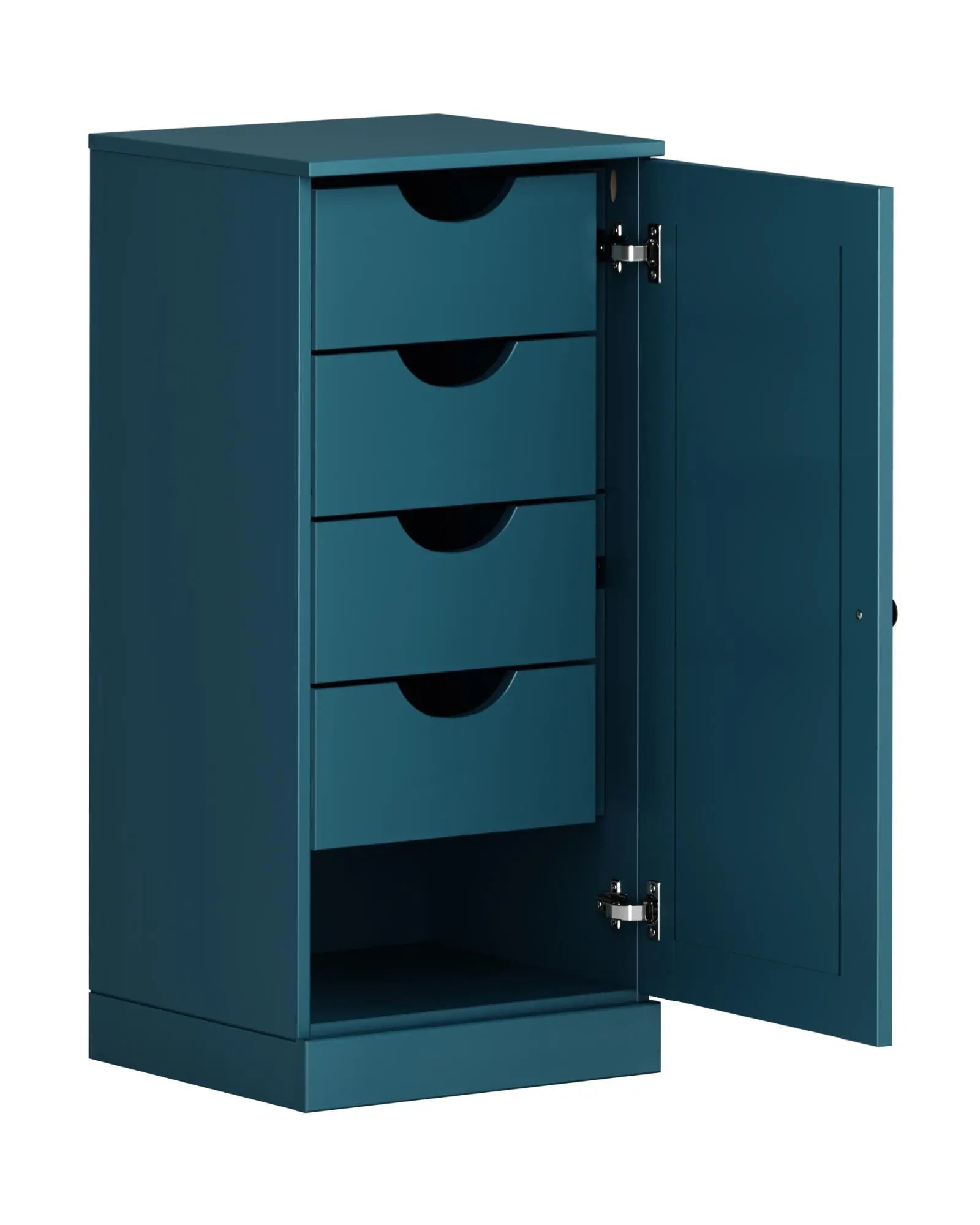 17" Teal Blue Solid Wood Free Standing Single Door Linen Cabinet Homeroots Organization