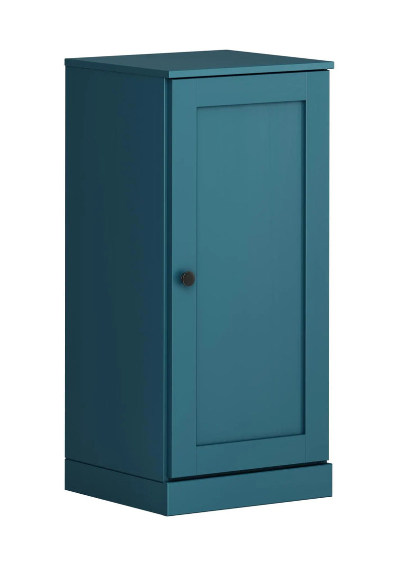 17" Teal Blue Solid Wood Free Standing Single Door Linen Cabinet Homeroots Organization
