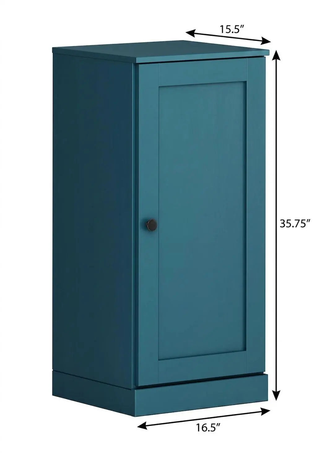 17" Teal Blue Solid Wood Free Standing Single Door Linen Cabinet Homeroots Organization