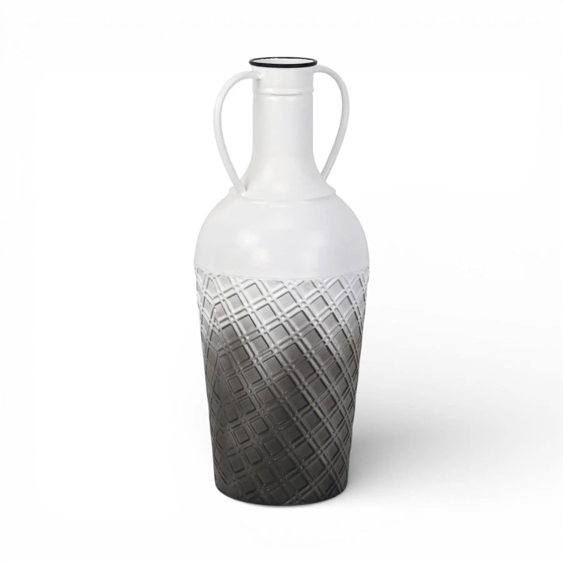 17" White And Gray Ombre Metal Cylinder Floor Vase Homeroots Home Decor