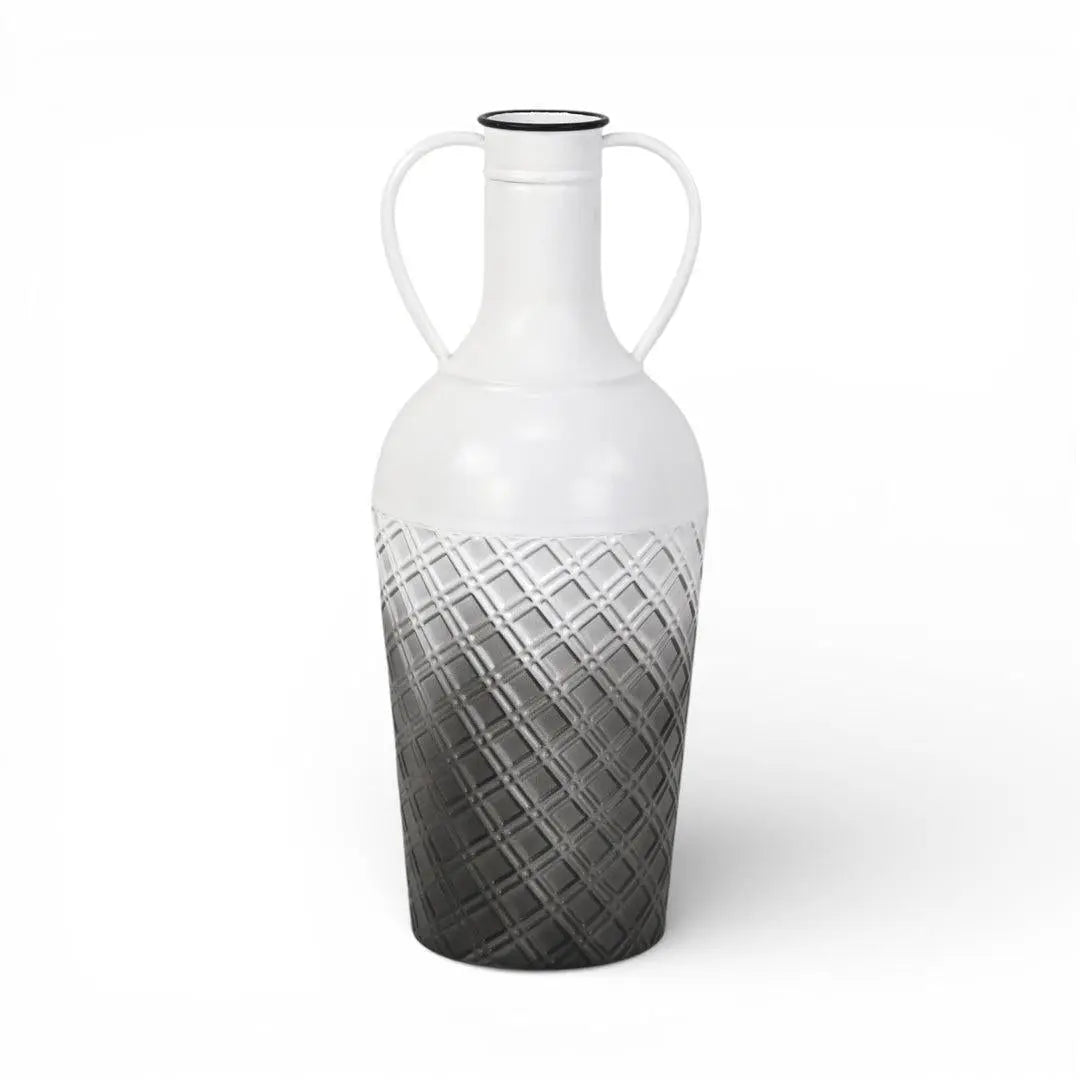 17" White And Gray Ombre Metal Cylinder Floor Vase Homeroots Home Decor