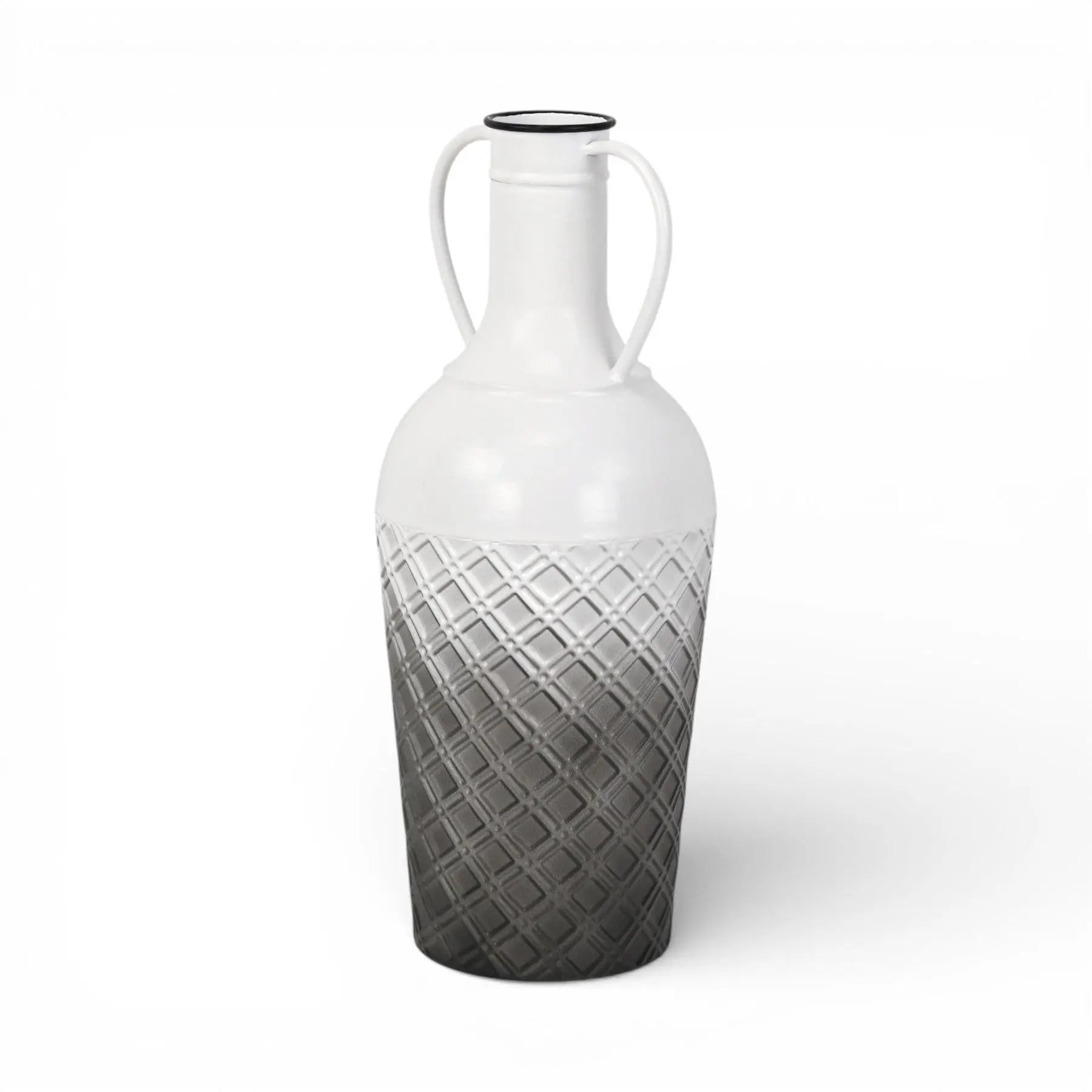 17" White And Gray Ombre Metal Cylinder Floor Vase Homeroots Home Decor