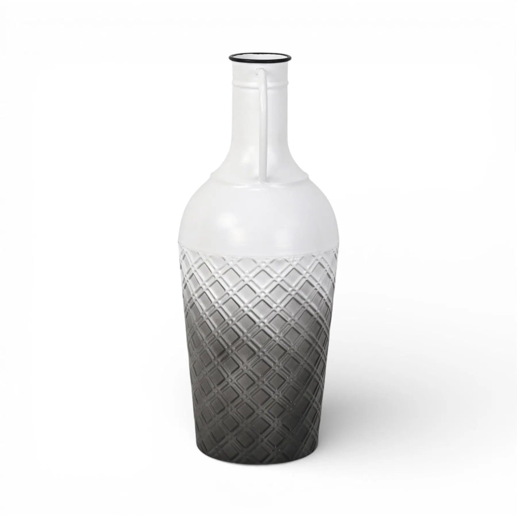 17" White And Gray Ombre Metal Cylinder Floor Vase Homeroots Home Decor