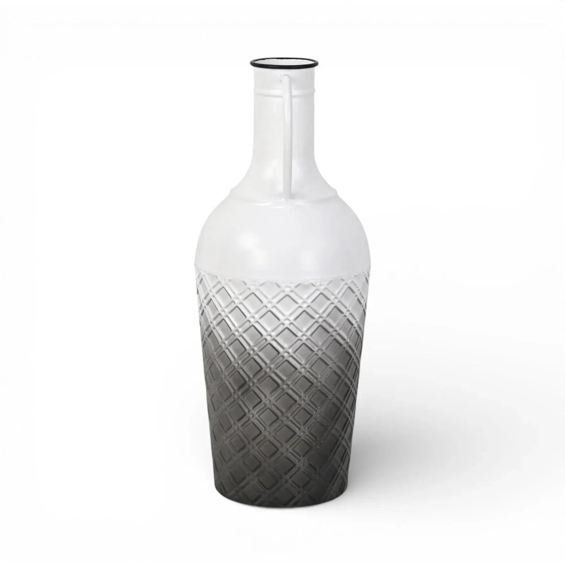 17" White And Gray Ombre Metal Cylinder Floor Vase Homeroots Home Decor