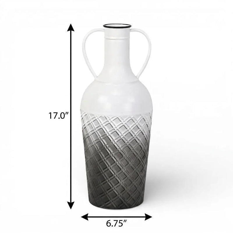 17" White And Gray Ombre Metal Cylinder Floor Vase Homeroots Home Decor