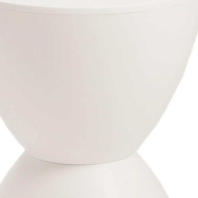 17" White Heavy Duty Plastic Round Pedestal End Table Homeroots Living Room