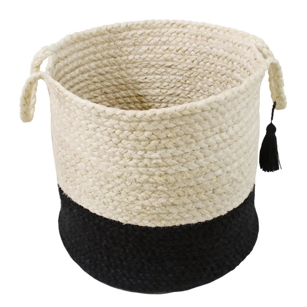 17" White Nesting Jute Basket Homeroots Office