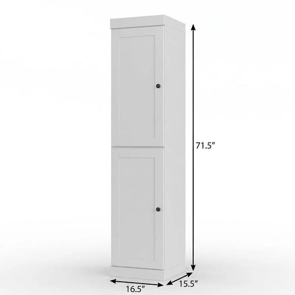 17" White Solid Wood Free Standing Double Door Linen Cabinet Homeroots Organization