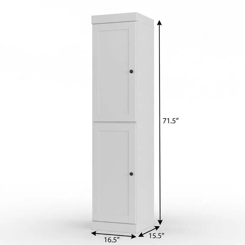 17" White Solid Wood Free Standing Double Door Linen Cabinet Homeroots Organization