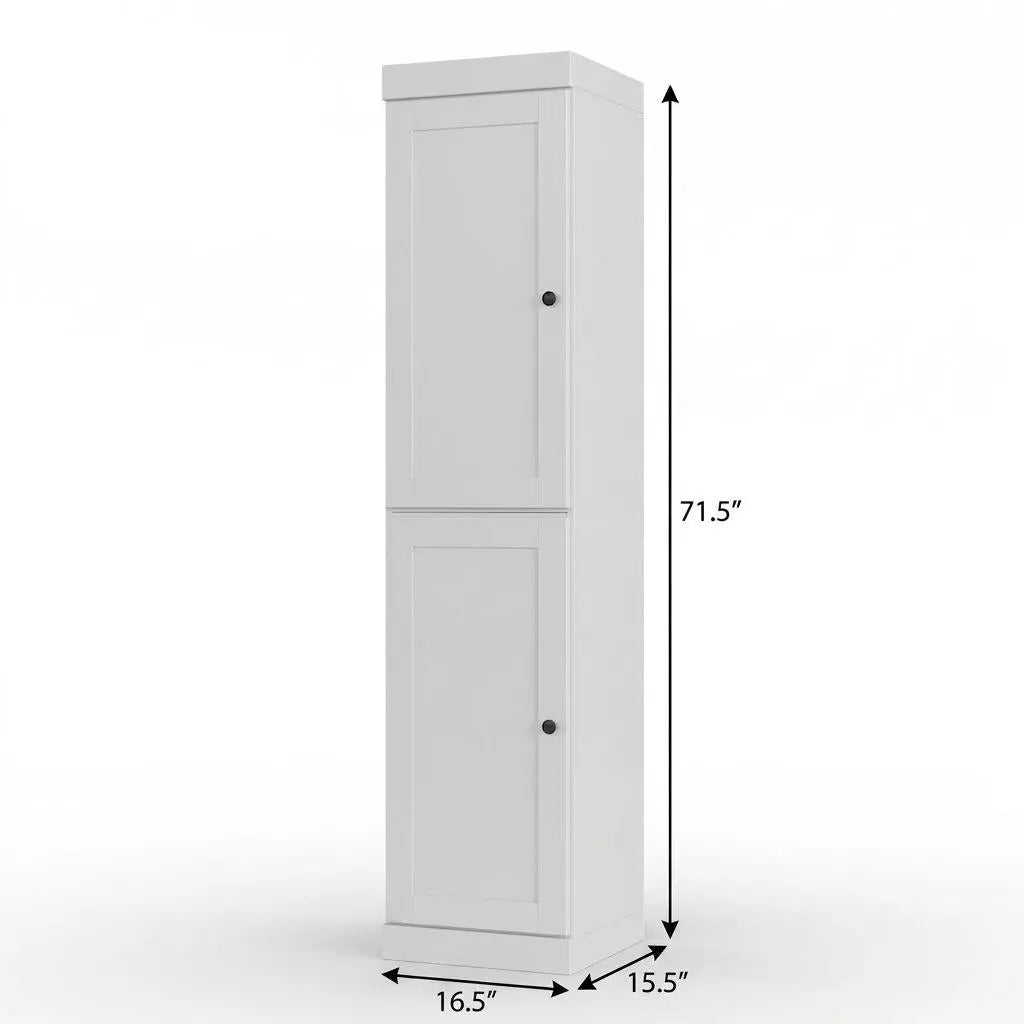 17" White Solid Wood Free Standing Double Door Linen Cabinet Homeroots Organization