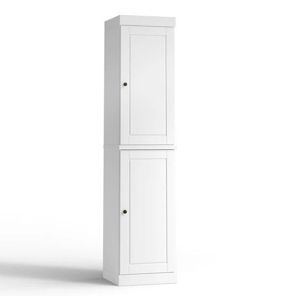 17" White Solid Wood Free Standing Double Door Linen Cabinet Homeroots Organization