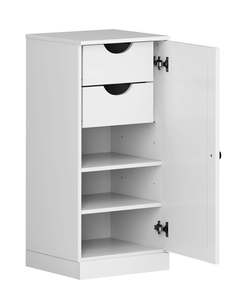 17" White Solid Wood Free Standing Single Door Linen Cabinet Homeroots Organization