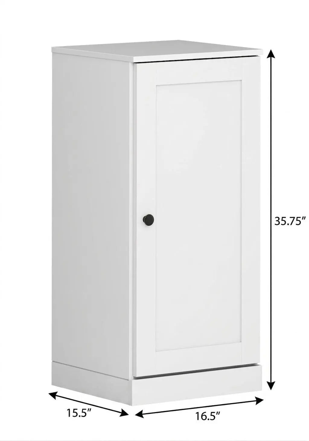 17" White Solid Wood Free Standing Single Door Linen Cabinet Homeroots Organization