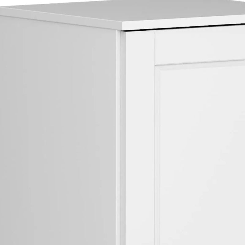 17" White Solid Wood Free Standing Single Door Linen Cabinet Homeroots Organization