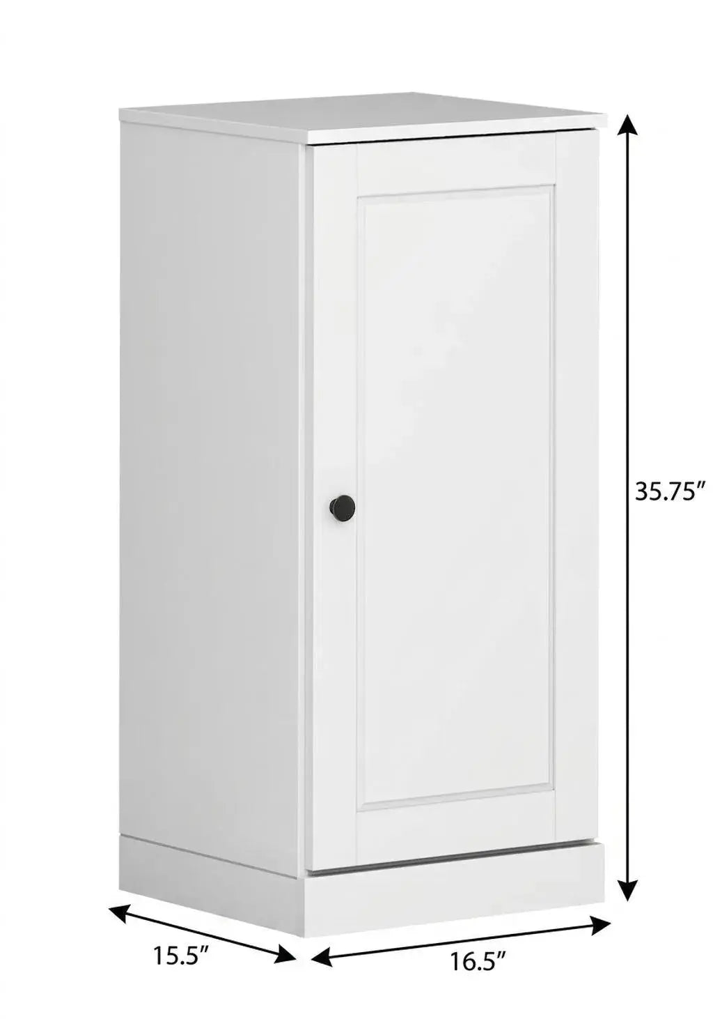 17" White Solid Wood Free Standing Single Door Linen Cabinet Homeroots Organization