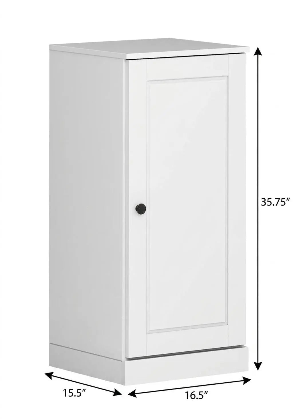 17" White Solid Wood Free Standing Single Door Linen Cabinet Homeroots Organization