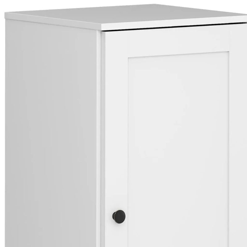 17" White Solid Wood Free Standing Single Door Linen Cabinet Homeroots Organization