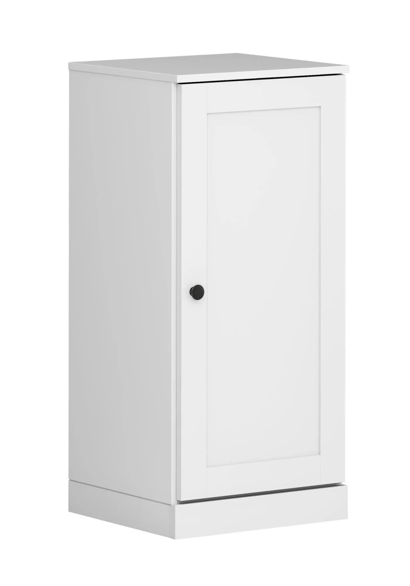 17" White Solid Wood Free Standing Single Door Linen Cabinet Homeroots Organization