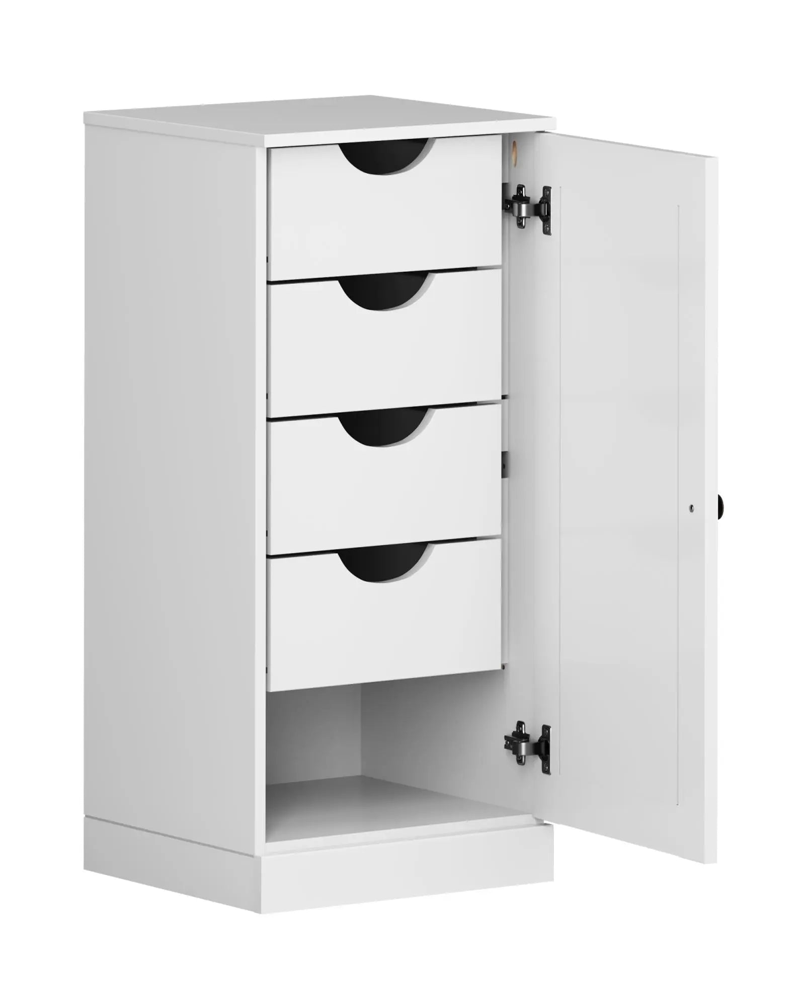 17" White Solid Wood Free Standing Single Door Linen Cabinet Homeroots Organization