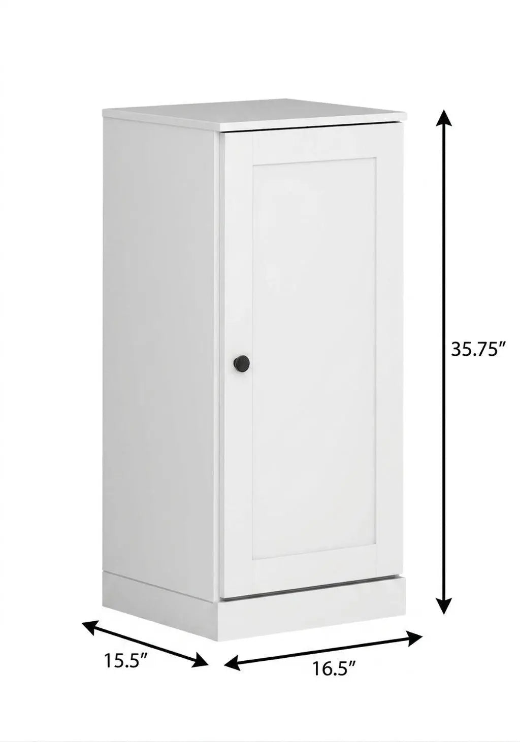 17" White Solid Wood Free Standing Single Door Linen Cabinet Homeroots Organization