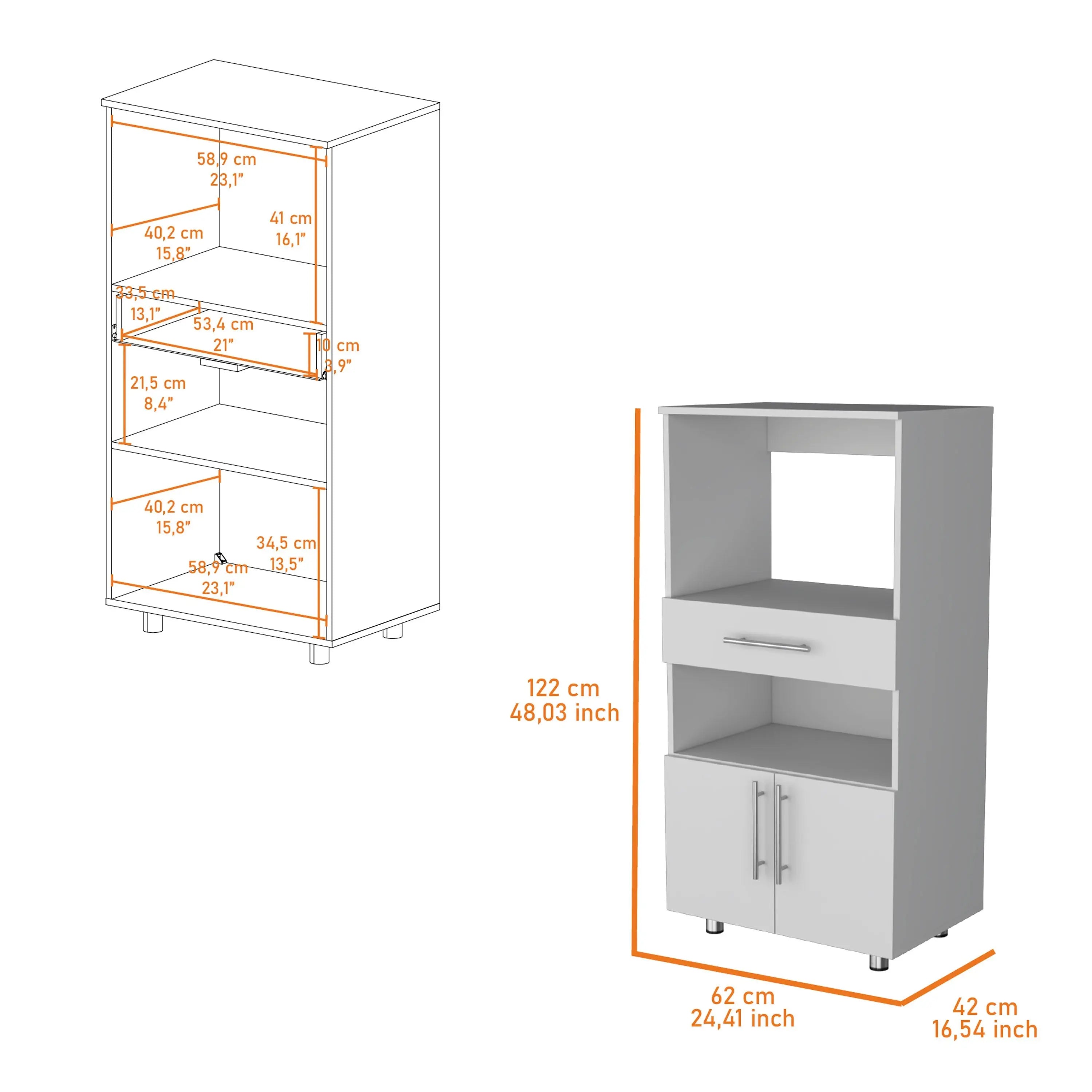17" White Wood Pantry Or Storage Closet Homeroots Kitchen & Dining