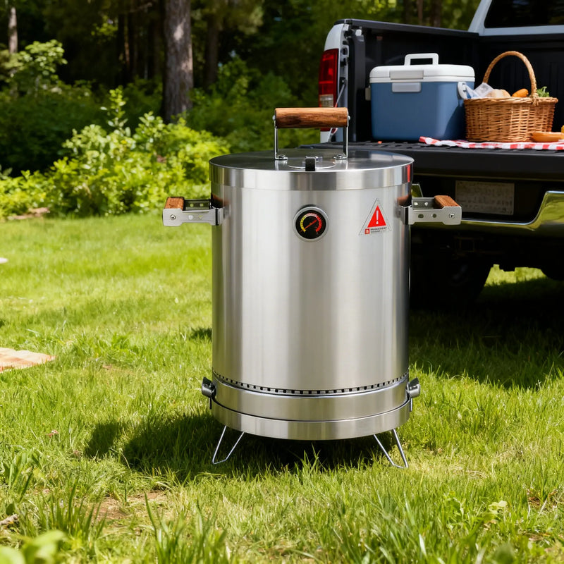 17" X 10" Silver Stainless Steel Portable Smoker Barrel Homeroots Outdoor