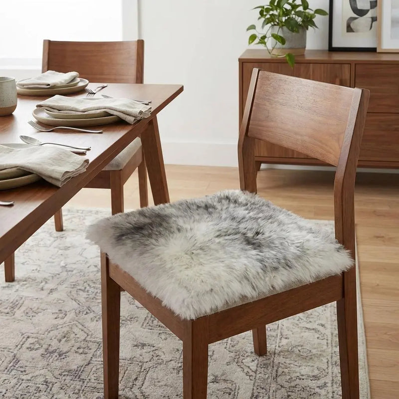 17" X 17" Gray Genuine Sheepskin Chair Pad Homeroots Kitchen & Dining