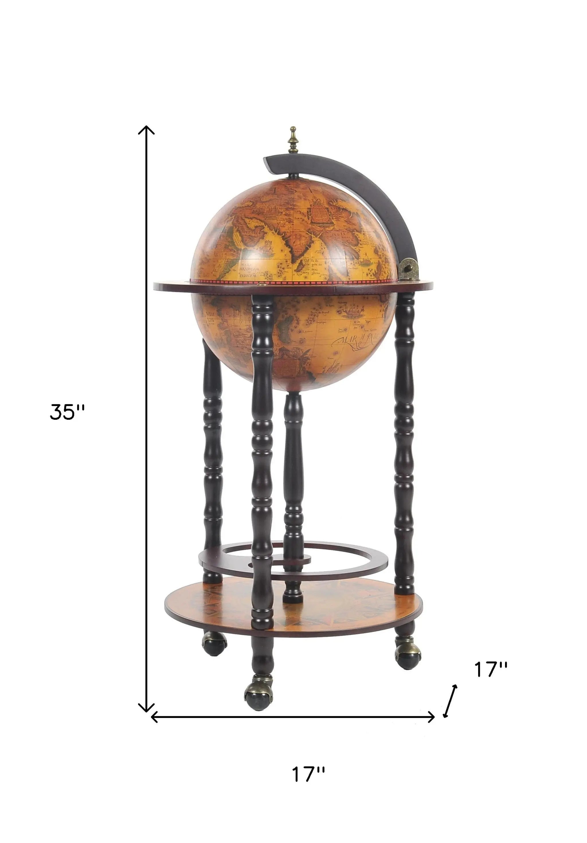 17" X 17" X 35" Globe Bar Table 330Mm 4 Legs Stand  Red Homeroots Kitchen & Dining